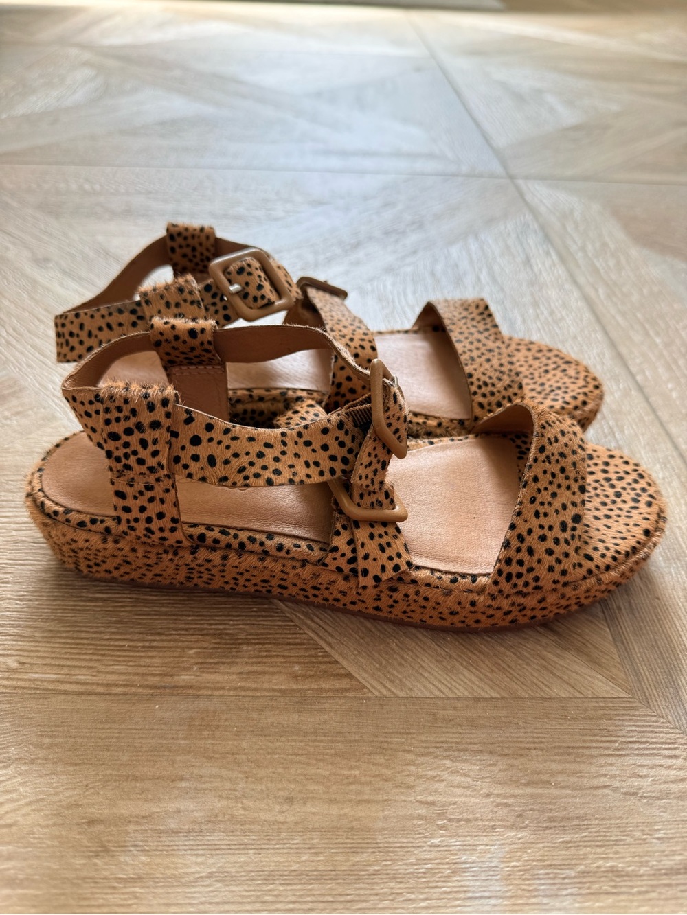 Madewell Robin Platform Sandals Spotted Calf Hair Animal Print 6